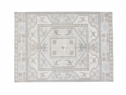 Turkish Handmade Area Rug, Vintage Oushak Faded Rug, Neutral Muted Rug, Bedroom Rug, Gray Rug, Rug 4x6, Scandinavian Rug, Carpet Rug, 12306