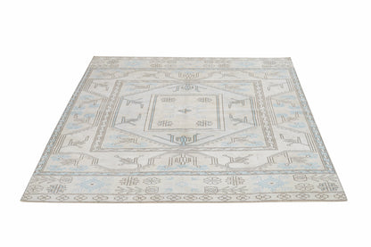 Turkish Handmade Area Rug, Vintage Oushak Faded Rug, Neutral Muted Rug, Bedroom Rug, Gray Rug, Rug 4x6, Scandinavian Rug, Carpet Rug, 12306