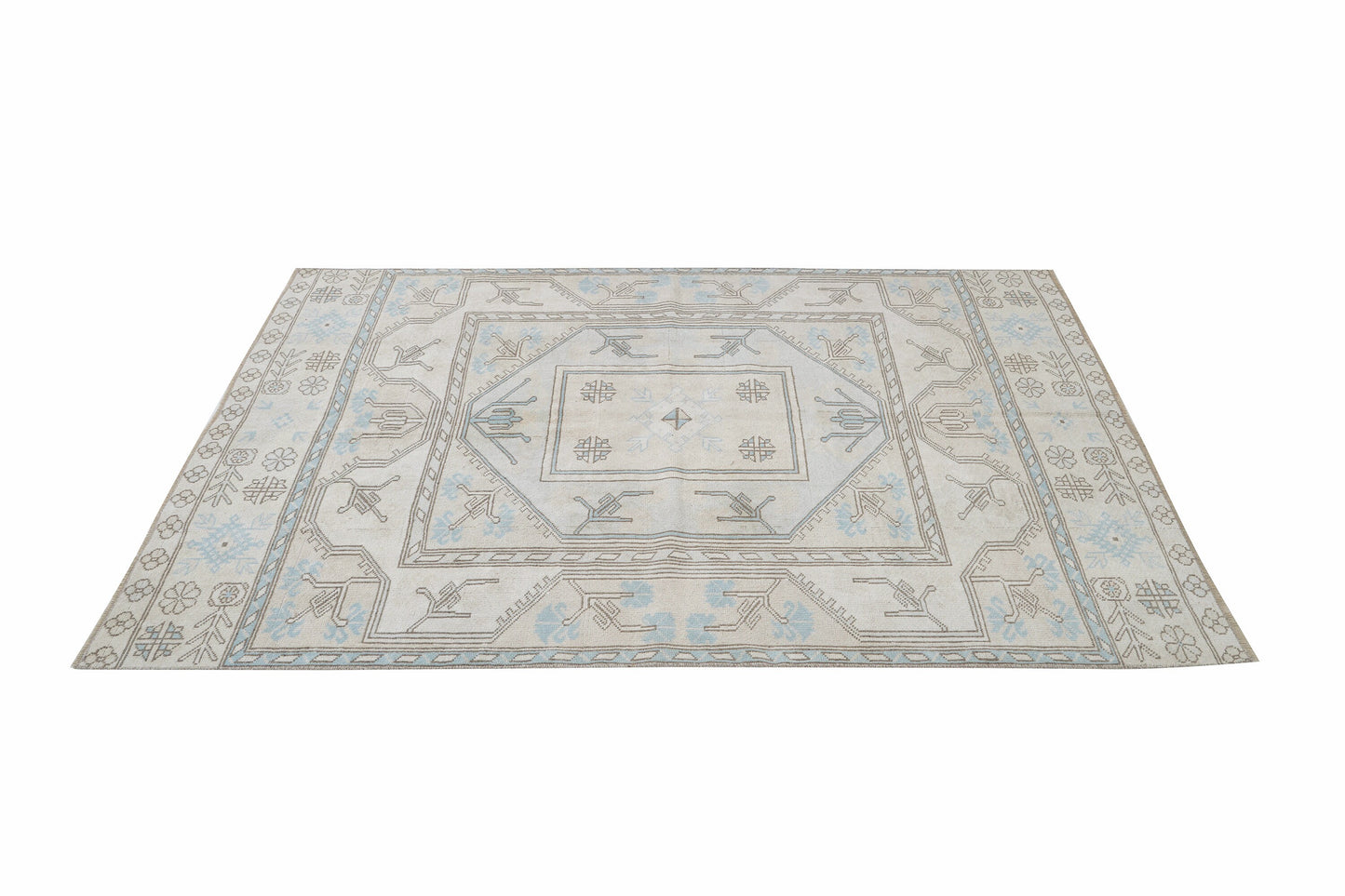 Turkish Handmade Area Rug, Vintage Oushak Faded Rug, Neutral Muted Rug, Bedroom Rug, Gray Rug, Rug 4x6, Scandinavian Rug, Carpet Rug, 12306