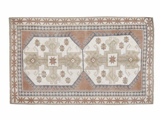 Turkish Vintage Rug, Oushak Area Rug, Handmade Eclectic Rug, Office Rug, Bohemian Rug, Bedroom Rug, Turkey Rug, Rug 3x5, Carpet Rug, 12293