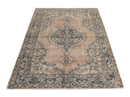 4x7 Small Area Rug , Old Wool Vintage Rug , Anatolia Handmade Oushak Rug , Turkish Rug 4x7, Neutral Rug, Rug Entryway , 8727