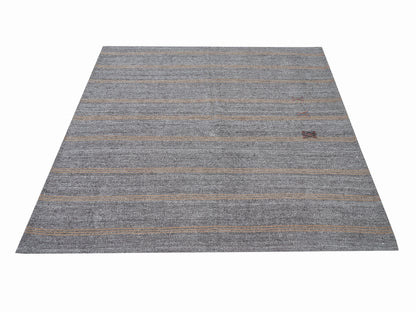 Handmade Area Kilim Rug, Turkish Striped Kilim Rug, Vintage Faded Kilim Rug, Office Rug, Contemporary Decor, Gray Rug, Kilim Rug 6x7, 12188