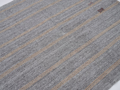 Handmade Area Kilim Rug, Turkish Striped Kilim Rug, Vintage Faded Kilim Rug, Office Rug, Contemporary Decor, Gray Rug, Kilim Rug 6x7, 12188