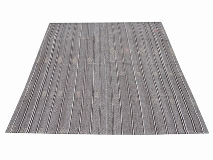 Turkish Vintage Handmade Kilim Rug, Area Unique Kilim Rug, Neutral Muted Rug, Bedroom Rug, Gray Rug, Kilim Rug 6x7, Coastal Decor, 12197