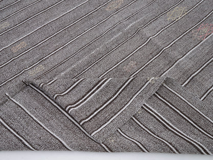 Turkish Vintage Handmade Kilim Rug, Area Unique Kilim Rug, Neutral Muted Rug, Bedroom Rug, Gray Rug, Kilim Rug 6x7, Coastal Decor, 12197