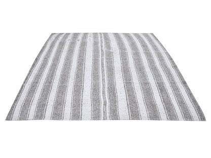 Turkish Kilim, Vintage Kilim, Handmade Flat Weave Striped Kilim Rug, Area Kilim Rug, Bohemian Kilim Rug, Office Rug, Kilim Rug 7x8, 12210