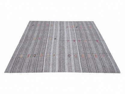Handmade Kilim Rug, Vintage Kilim Rug, Turkish Kilim Rug, Area Kilim Rug, Gray Rug, Coastal Decor, Kid Room Rug, Rug Kilim 6x7, 12202