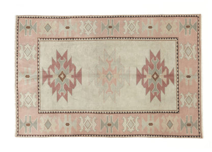 Muted Oushak Rug, Vintage Rug, Beige Rug, Area rug 4x5 , Small Carpet rug, Turkish Neutral rug, Handmade rug, Pastel rug, Oushak Carpet,9056