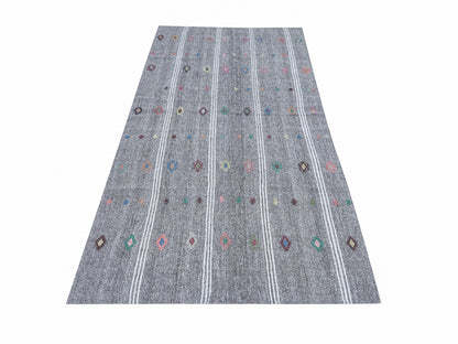 Vintage Handmade Runner Rug, Turkish Runner, Oushak Runner, Kilim Runner, Hallway Runner, Gray Rug, Entryway Rug, Runner Rug 3x9, 12225