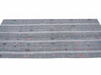 Vintage Handmade Runner Rug, Turkish Runner, Oushak Runner, Kilim Runner, Hallway Runner, Gray Rug, Entryway Rug, Runner Rug 3x9, 12225