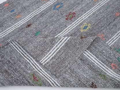 Vintage Handmade Runner Rug, Turkish Runner, Oushak Runner, Kilim Runner, Hallway Runner, Gray Rug, Entryway Rug, Runner Rug 3x9, 12225