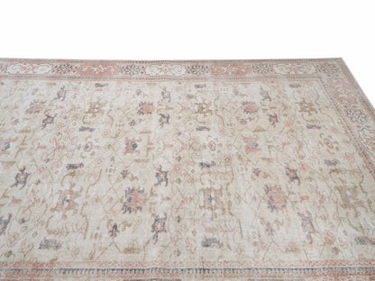 Turkish Oushak Rug, Vintage Handmade Area Rug, Neutral Faded Rug, Living Room Rug, Carpet Rug, Oushak Carpet, Turkey Rug, Rug 7x10, 12490