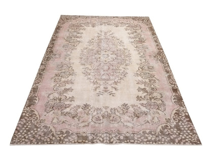 Turkish Oushak Area Vintage Carpet Rug 5x8, Beige Handmade Wool Floral rug, Rug for Living room Made in Anatolia Gift for Mother Days, 10233
