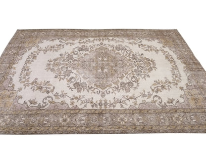 Oushak Carpet, Turkish Rug, Area Neutral Rug, Vintage Rug, Handmade Rug, Living room rug, 6x9 Area rug, Rustic Decor, Entryway rug, 10270