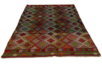 Vintage Turkish Kilim Rug, Area Kilim Rug, Bedroom Rug, Handmade Unique Rug, Primitive Area Rug, Wool Rug, Kilim Rug 5x8, Anatolia Rug, 2876