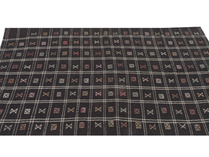 Turkish Kilim, Vintage Kilim, Kilim Rug 5x8, Handmade Rustic Black Kilim Rug, Area Old Kilim Rug, Turkish Kilim Rug, Kid Room Rug, 11166