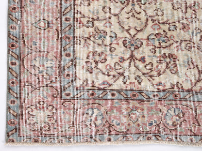 Area Rug, Handmade Rug, Neutral Muted Unique Rug, Bohemian Eclectic Rug, Vintage Rug, Turkish Oushak Rug, Rug 5x9, Living Room Rug, 10416