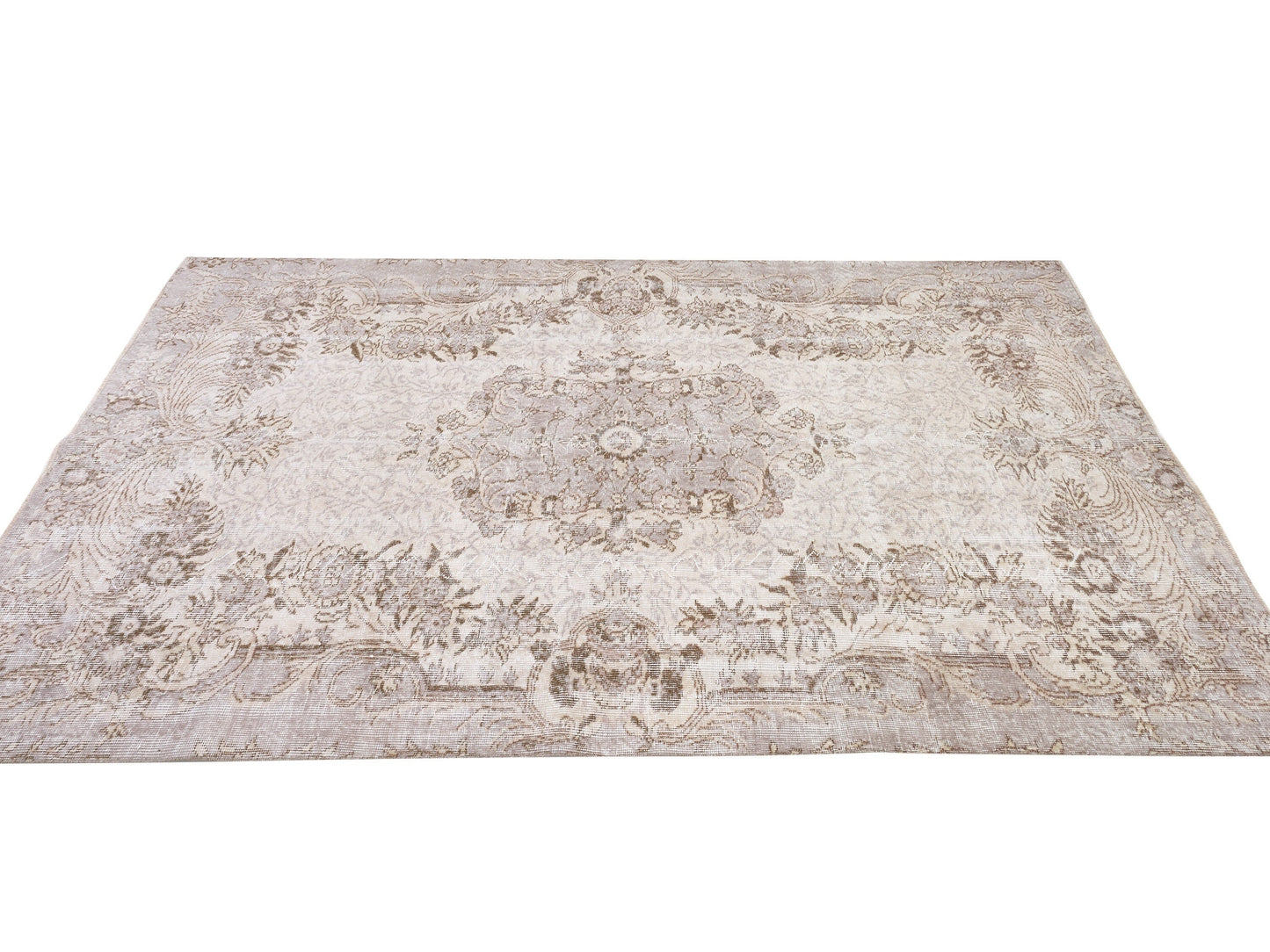 Turkish Oushak Rug, Vintage Handmade Rug, Primitive Rustic Rug, Neutral Faded Rug, Area Rug, Turkey Rug, Living Room Rug, Rug 5x8, 10472