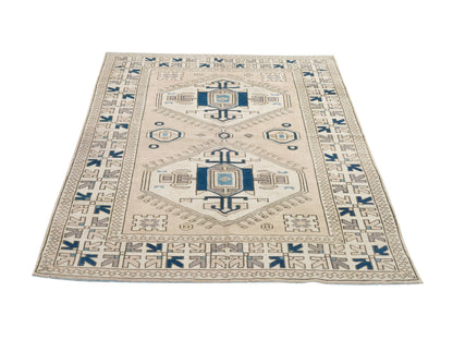 Bohemian Oushak Rug, Bedroom Rug, Turkish Rug, Handmade Vintage Eclectic Rug, Area Floor Rug, Rug 5x7, Carpet Rug, Vintage Carpet Rug, 9047