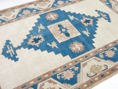 Handmade Rug, Area Old Rug, Vintage Oushak Rug, Turkish Bohemian Unique Rug, Neutral Eclectic Rug, Office Rug, Carpet Rug, Rug 5x6, 9503
