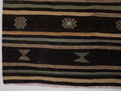 Turkish Kilim Rug, Vintage Kilim Black, Kilim Rug 6x10, Handmade Anatolia Kilim Rug, Entryway Rug, Rustic Rug, Turkish Kilim, 10517