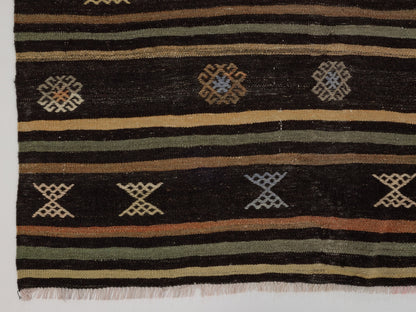 Turkish Kilim Rug, Vintage Kilim Black, Kilim Rug 6x10, Handmade Anatolia Kilim Rug, Entryway Rug, Rustic Rug, Turkish Kilim, 10517