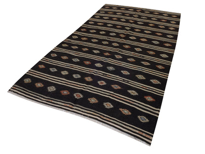 Kilim Rug 6x10, Turkish Kilim, Vintage Kilim, Handmade Unique Black Kilim Rug, Eclectic Rug, Rug Kilim, Entryway Rug, Flat Weave Rug, 10516