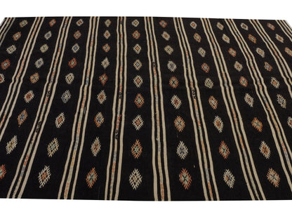 Kilim Rug 6x10, Turkish Kilim, Vintage Kilim, Handmade Unique Black Kilim Rug, Eclectic Rug, Rug Kilim, Entryway Rug, Flat Weave Rug, 10516