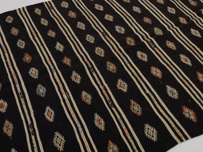 Kilim Rug 6x10, Turkish Kilim, Vintage Kilim, Handmade Unique Black Kilim Rug, Eclectic Rug, Rug Kilim, Entryway Rug, Flat Weave Rug, 10516