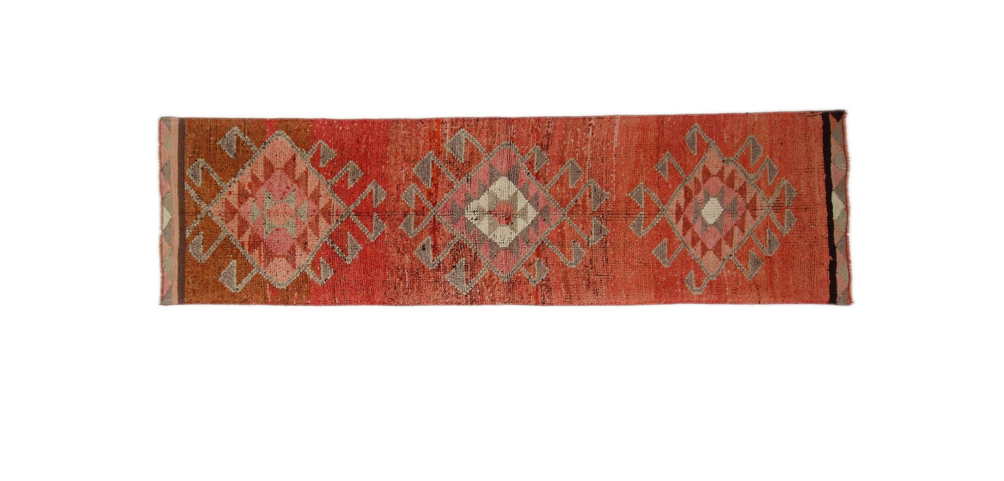 Turkish Rug Faded, Rug Runner 3x11, Carpet runner, Muted Anatolia Runner Rug, Turkish Vintage Oushak Runner, Eclectic, Hallway rug,7795