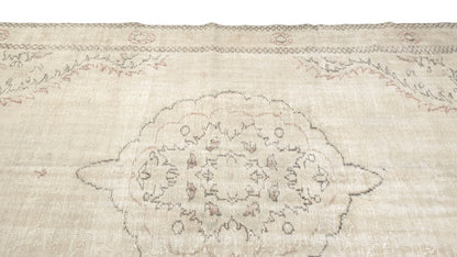 Turkish Oushak Rug 7x12, Large Vintage Beige Carpet Rug, Handmade Rug, Neutral Area rug, Farmhouse Rug, Unique rug, Area rug, 7003