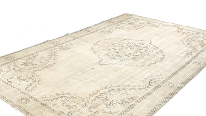 Turkish Oushak Rug 7x12, Large Vintage Beige Carpet Rug, Handmade Rug, Neutral Area rug, Farmhouse Rug, Unique rug, Area rug, 7003