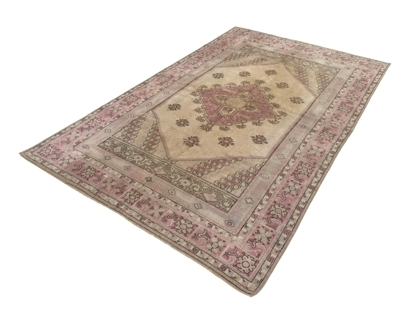 Turkish Rug Neutral 7x11, Vintage Oushak Rug, Large Area Rug, Handmade Wool Carpet rug, Anatolia Faded Rug, One of a kind rug, Home Rug,8961