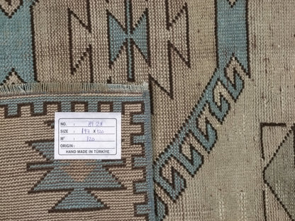 Turkish Oushak Rug, Vintage Turkish Rug, Small Area Rug, Handmade Carpet rug, Bedroom rug, Geometric Wool Rug Made in Turkey, 8928