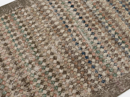 Scandinavian Turkish Rug, Oushak Rug, Vintage Rug, Carpet rug, Checked rug, Antique Rug, Bedroom rug, Art deco rug, Area rug 3x6, Rug,8903