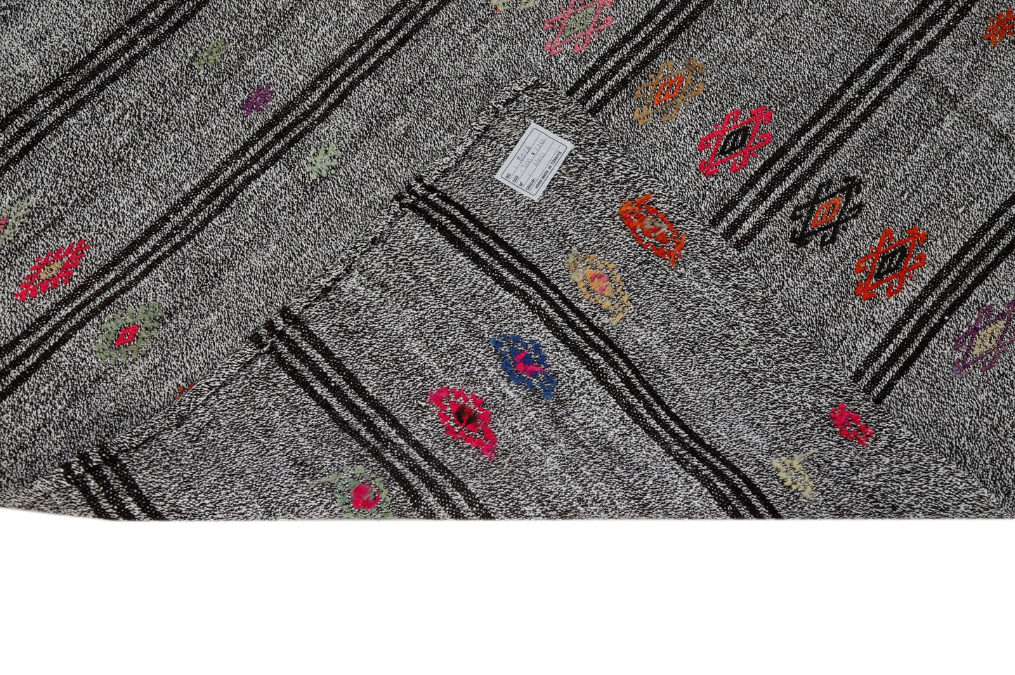 Gray Black Striped Kilim, Kilim Rug, Rustic Primitive Kilim rug, Turkish Vintage Kilim Rug 8x10, Living Room Rug, Decorative Rug, 8026