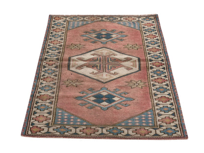 Vintage Oushak Rug , Small Turkish rug , 3x5 Area rug , Handmade Anatolian rug ,Soft rug, Antique Neutral rug, Wool rug, 8647