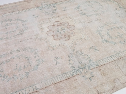 7x11 Beige rug, Turkish rug, Faded rug, Neutral Oushak rug, Vintage Area rug, Handmade Rug, One of a kind Carpet rug, Area rug 7x11, 10220