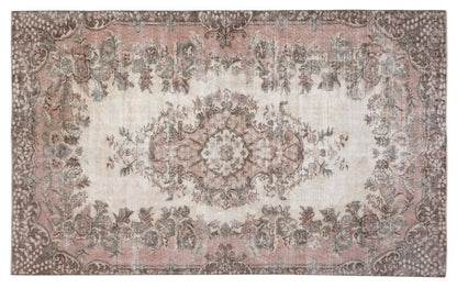 Turkish Oushak Area Vintage Carpet Rug 5x8, Beige Handmade Wool Floral rug, Rug for Living room Made in Anatolia Gift for Mother Days, 10244