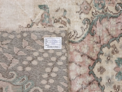 Turkish Oushak Area Vintage Carpet Rug 5x8, Beige Handmade Wool Floral rug, Rug for Living room Made in Anatolia Gift for Mother Days, 10244