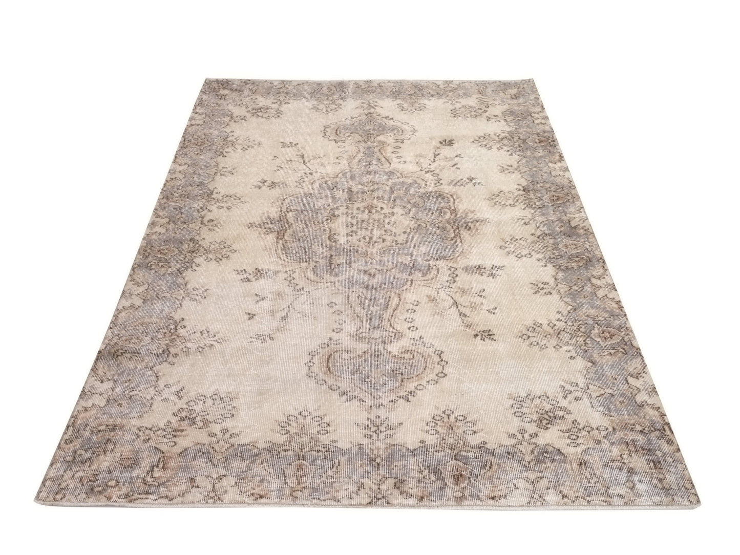 Turkish Oushak Area Vintage Carpet Rug 5x8, Beige Handmade Wool Floral rug, Rug for Living room Made in Anatolia Gift for Mother Days, 10233