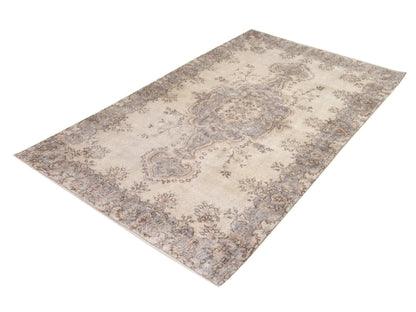Turkish Oushak Area Vintage Carpet Rug 5x8, Beige Handmade Wool Floral rug, Rug for Living room Made in Anatolia Gift for Mother Days, 10233