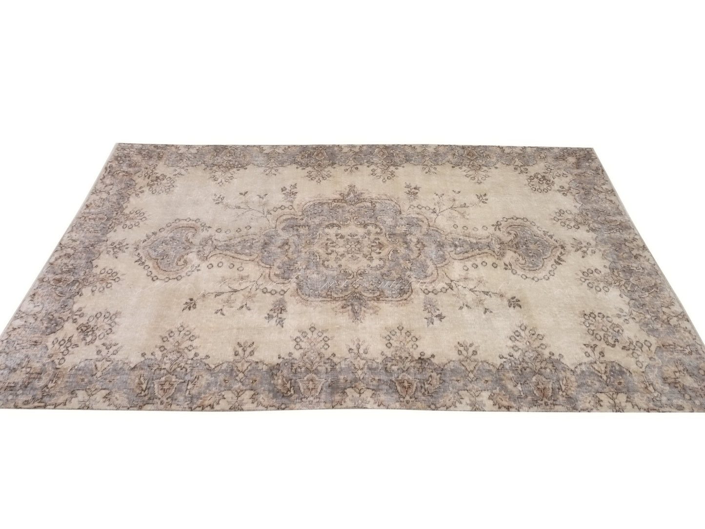 Turkish Oushak Area Vintage Carpet Rug 5x8, Beige Handmade Wool Floral rug, Rug for Living room Made in Anatolia Gift for Mother Days, 10233
