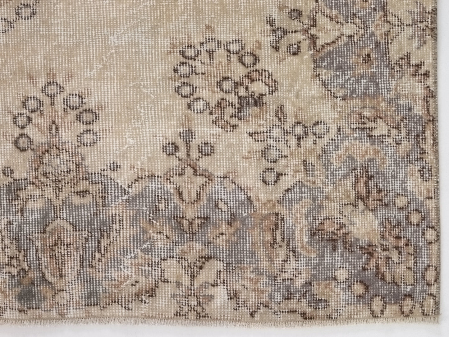 Turkish Oushak Area Vintage Carpet Rug 5x8, Beige Handmade Wool Floral rug, Rug for Living room Made in Anatolia Gift for Mother Days, 10233
