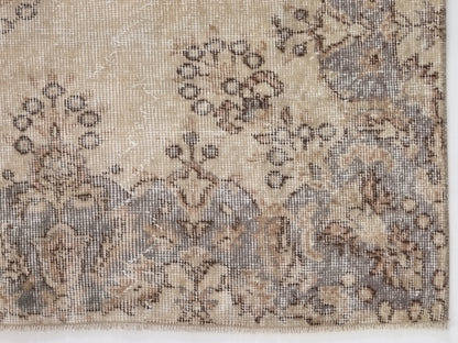 Turkish Oushak Area Vintage Carpet Rug 5x8, Beige Handmade Wool Floral rug, Rug for Living room Made in Anatolia Gift for Mother Days, 10233