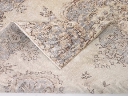 Turkish Oushak Area Vintage Carpet Rug 5x8, Beige Handmade Wool Floral rug, Rug for Living room Made in Anatolia Gift for Mother Days, 10233