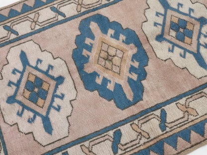 Turkish Rug, Vintage Rug, Small Rug, Mıuted rug, 3x4 Rug, Faded rug, Pink rug 3x4, Anatolia rug, Bedroom rug, Unique rug, Soft rug, 10049