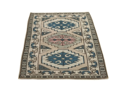 Turkish rug 3x5 , Vintage oushak rug , Area rug 3x5 , Turkish rug Wool, Small Oushak rug , Oriental rug , One of a kind rug, 8651