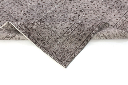 Gray Vintage Rug 5x8, Turkish Rug 5x8, Overdye Gray Vintage Carpet Rug, Handmade Contemporary Living Room Area Rug,3142
