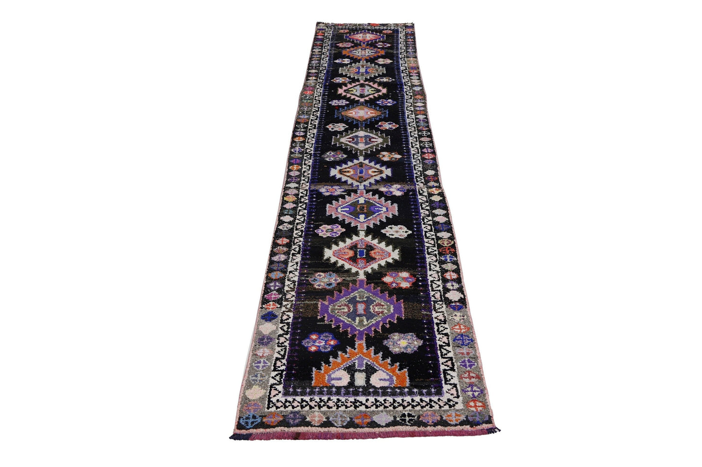 3x13 Long Floor Vintage Carpet Runner Rug, Turkish One of a kind Oushak Rug Runner, Scandinavian Decor, Kitchen rug, Hallway rug, 7224